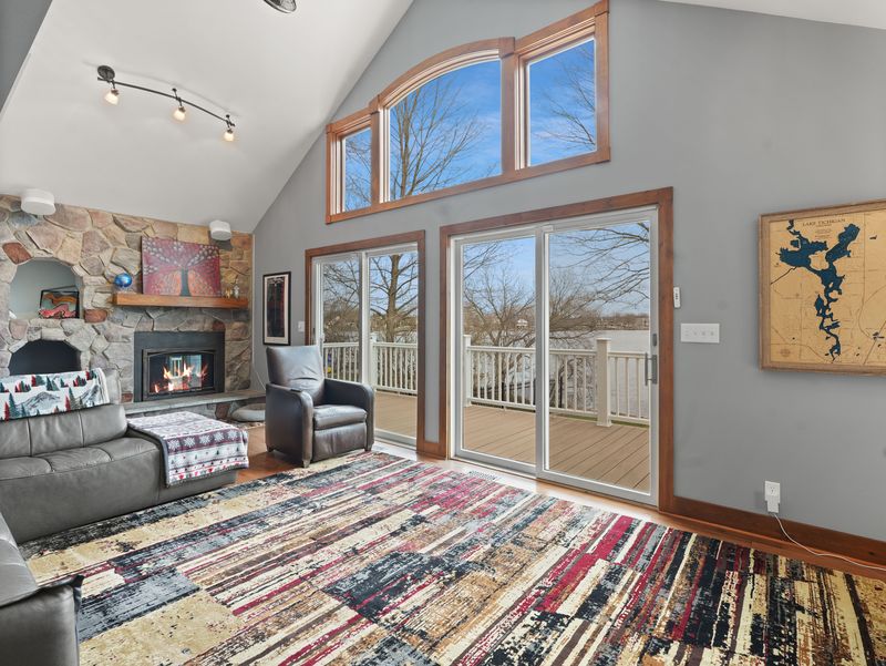 Living Room — Stone Fireplace